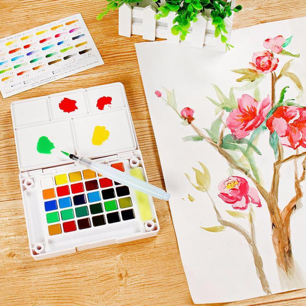 Sakura Petit Color Watercolor Field Sketch Box Set - 30 Color Palette +  Water Brush