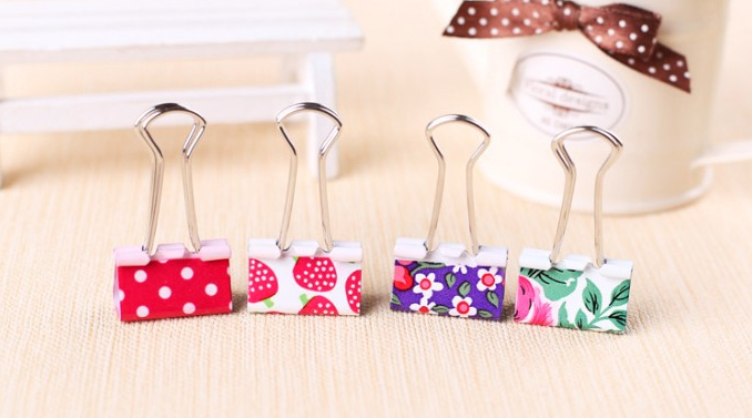 Cute Pattern Metal Binder Clips 24-Pack