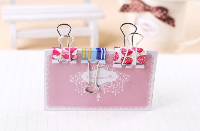 Cute Pattern Metal Binder Clips 24-Pack