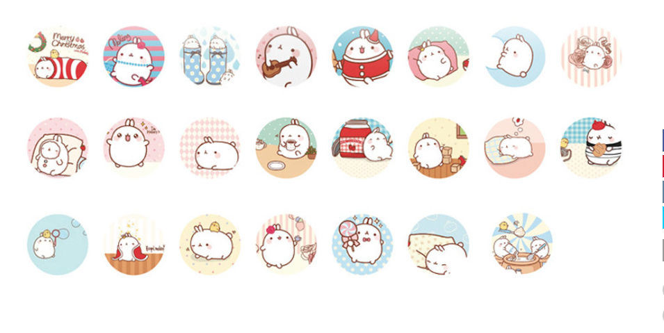 Molang Rabbit Paper Stickers Set
