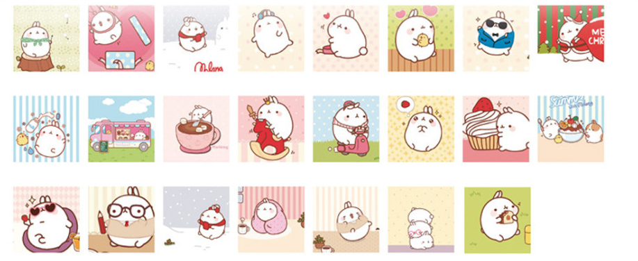 Molang Rabbit Paper Stickers Set