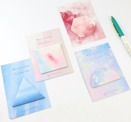 Watercolor & Geometry Sticky Notes