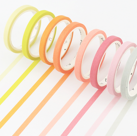 Slim Unicolor Washi Tape (24 Colors)