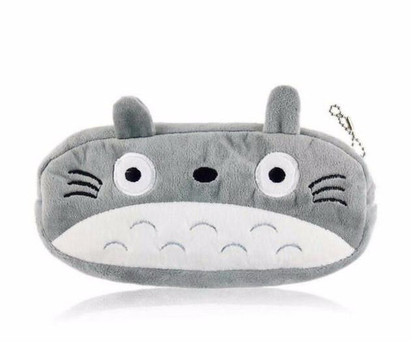 Lovely Totoro Pencil Case Gray Plush Cartoon Pencil Bag / - Temu