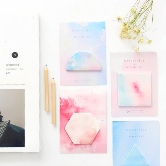 Watercolor & Geometry Sticky Notes
