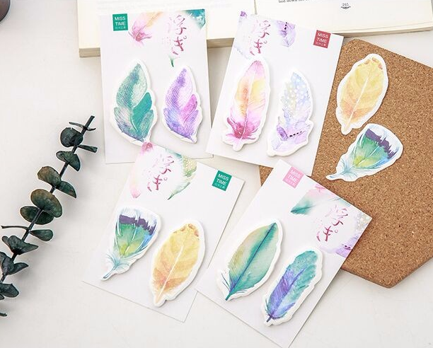 Watercolor Feather Sticky Notes