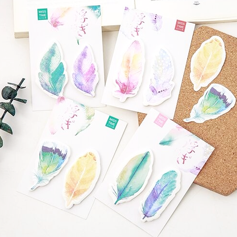 Watercolor Feather Sticky Notes