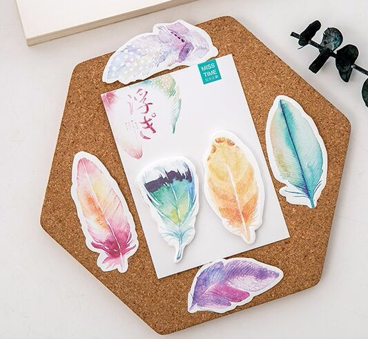 Watercolor Feather Sticky Notes