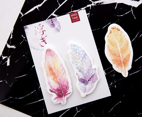 Watercolor Feather Sticky Notes