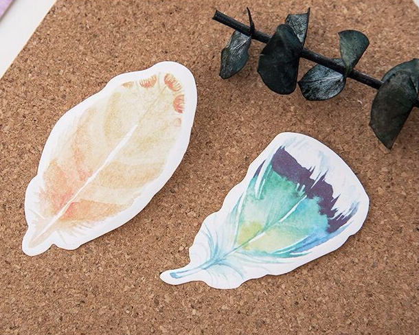 Watercolor Feather Sticky Notes