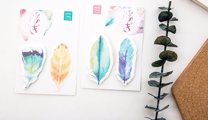 Watercolor Feather Sticky Notes