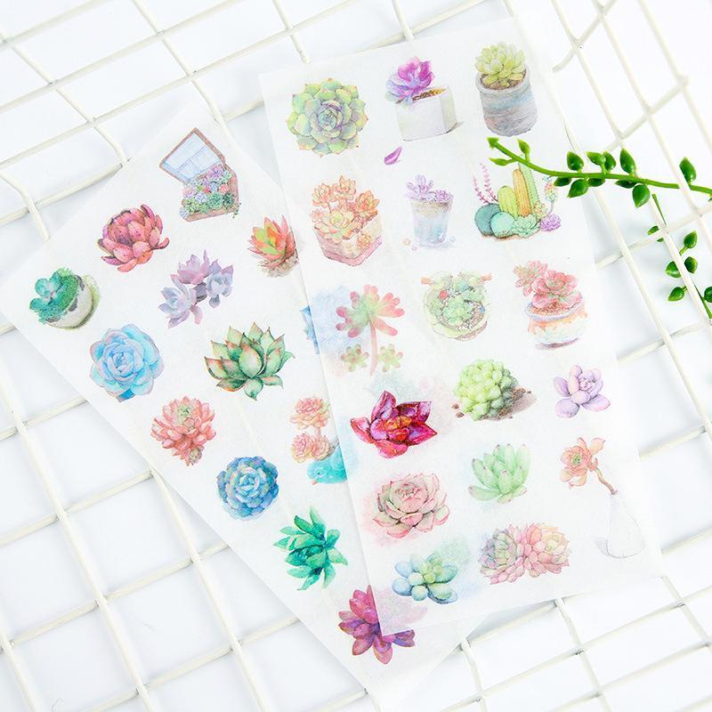 Watercolor Succulent Plant Stickers 6-Pack