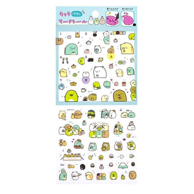 Kawaii Japanese Sumikko Gurashi and Rilakkuma Bear Plastic Stickers