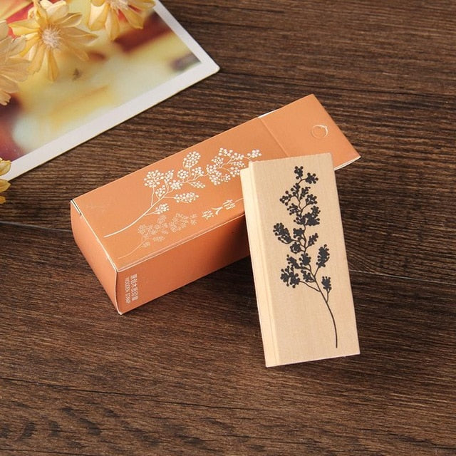Vintage Plant Wooden Rubber Stamps Set
