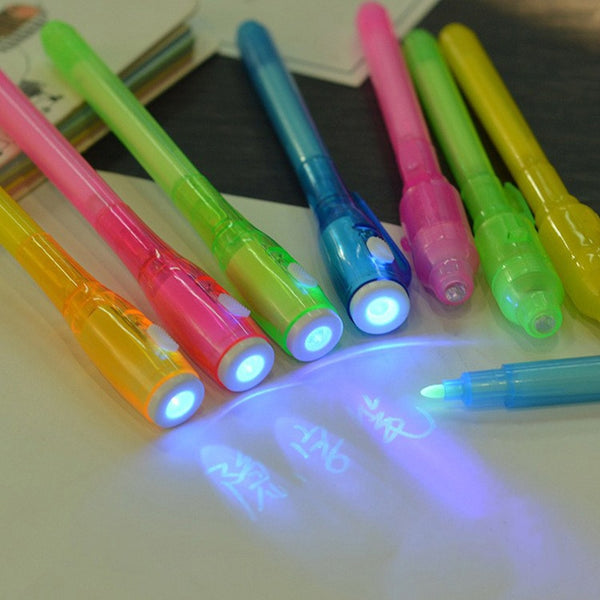 8pcs Invisible Ink Pen With Uv Light Magic Marker