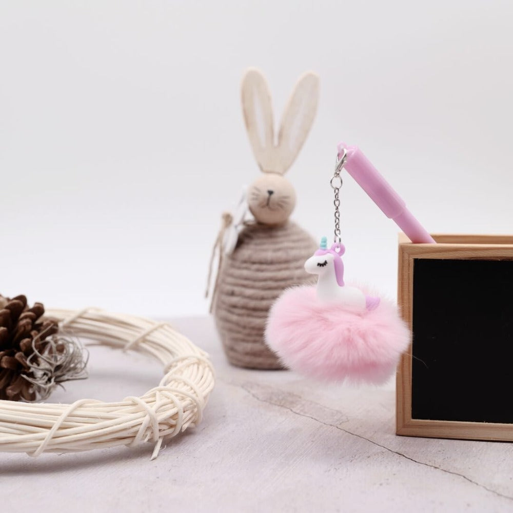 Kawaii Unicorn Ball Plush Pendant Gel Pen