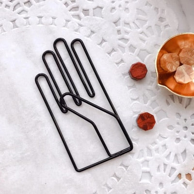 Kawaii Hand Shaped Hollow Metal Bookmark Paper Clip