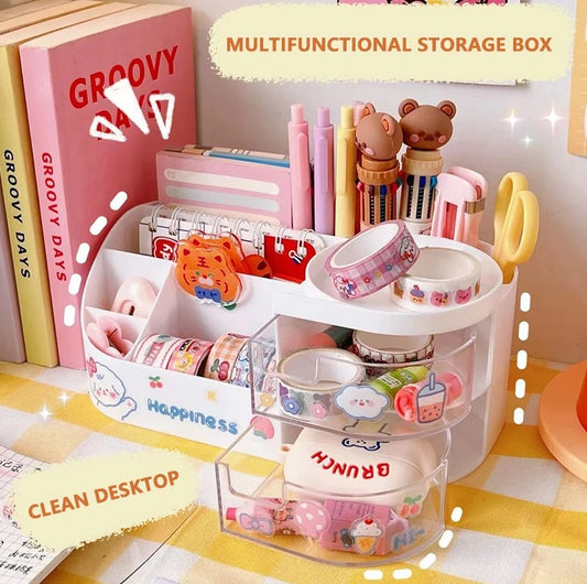 Kawaii Multifunctional Desktop Stationery Organizer Storage