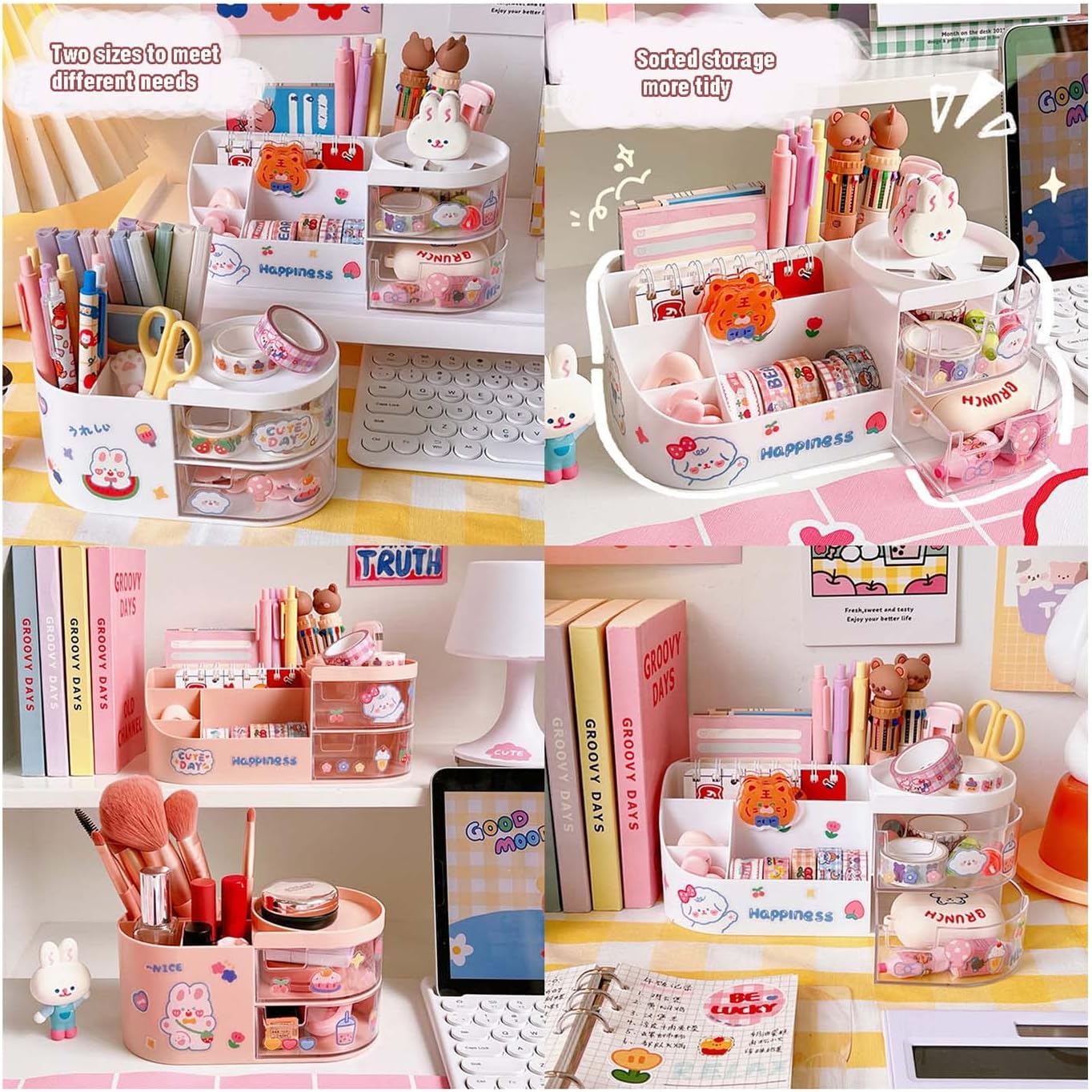 Kawaii Multifunctional Desktop Stationery Organizer Storage