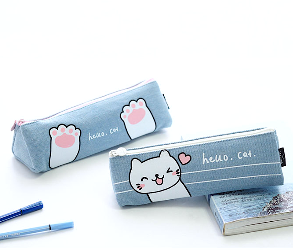 Hello Neko Pencil Case - Large - Japanese Kawaii Pen Shop - Cutsy World