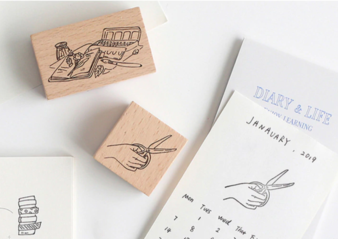 Bullet journal day of the week stamps set, Japanese rubber stamps, Hob –  Japanese Rubber Stamps