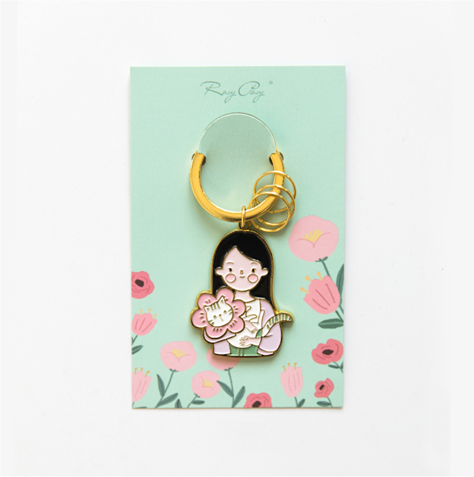 Rosy Posy Enamel Keyring