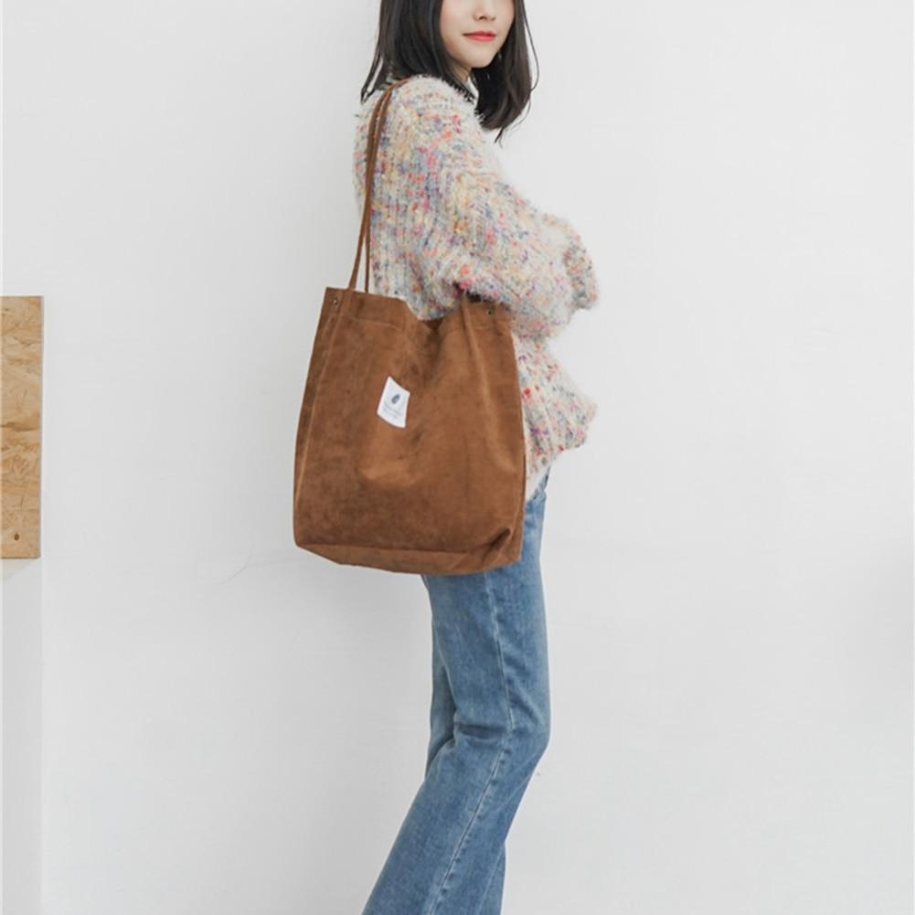 Korean corduroy tote bag sales