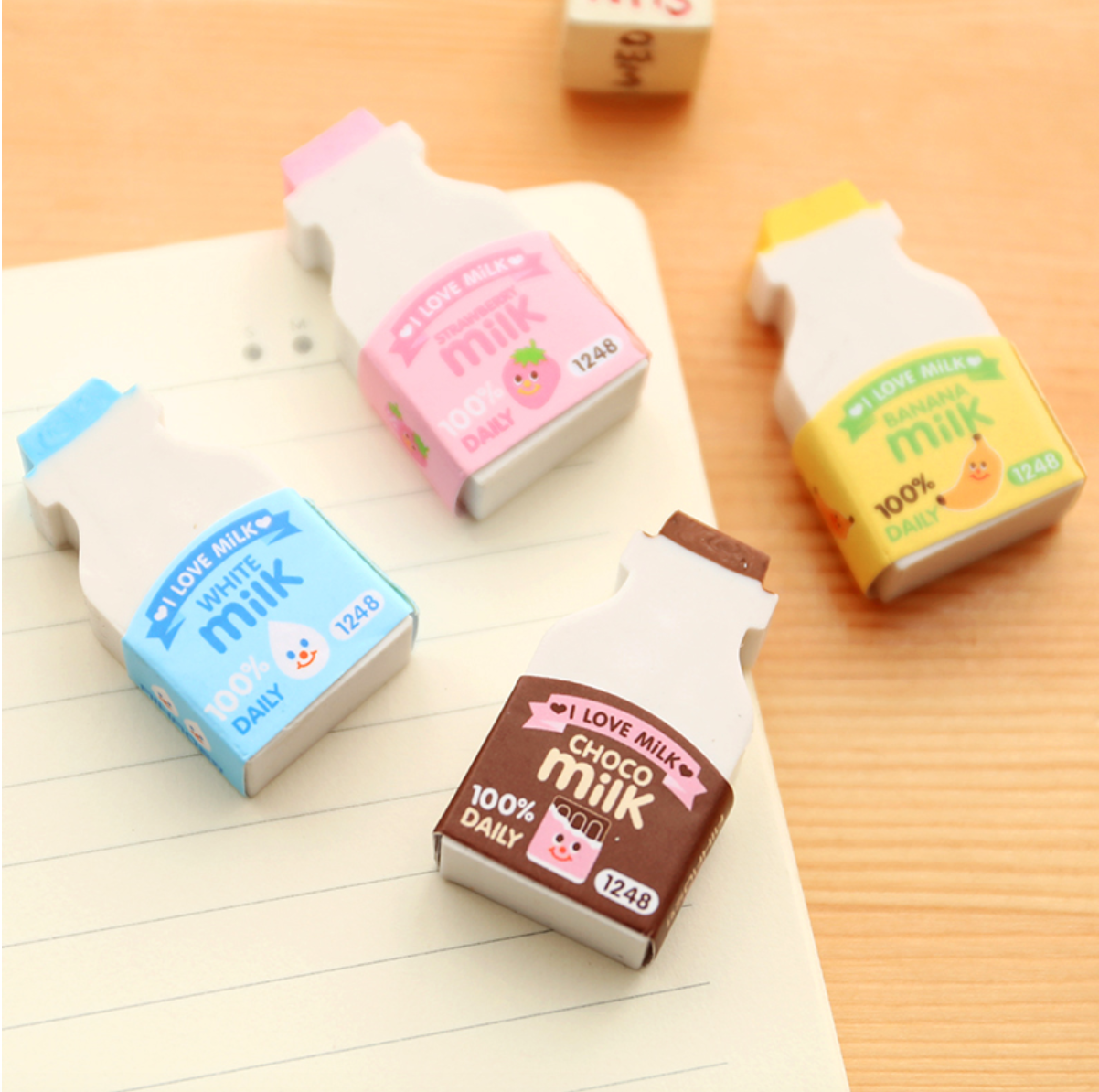 Mini Milk Box Eraser 2-Pack