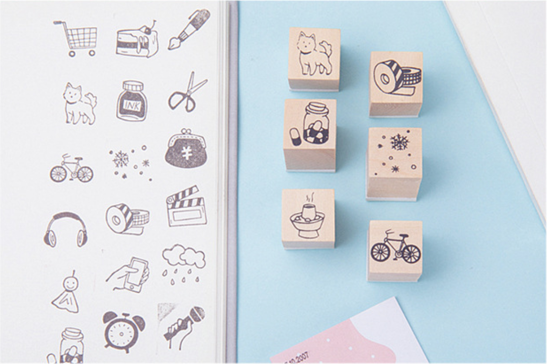 1 Box of Journal Wooden Stamps DIY Diary Stamps Scrapbook Stamps Small Journaling  Stamps 