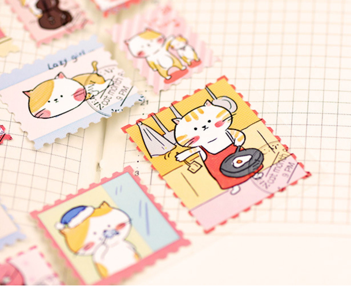 Pink Rabbit Stamp Stickers by Nekoni