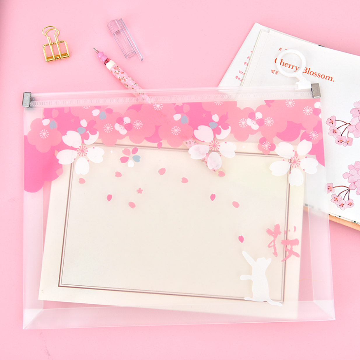 Sakura Season Zipper Pouch