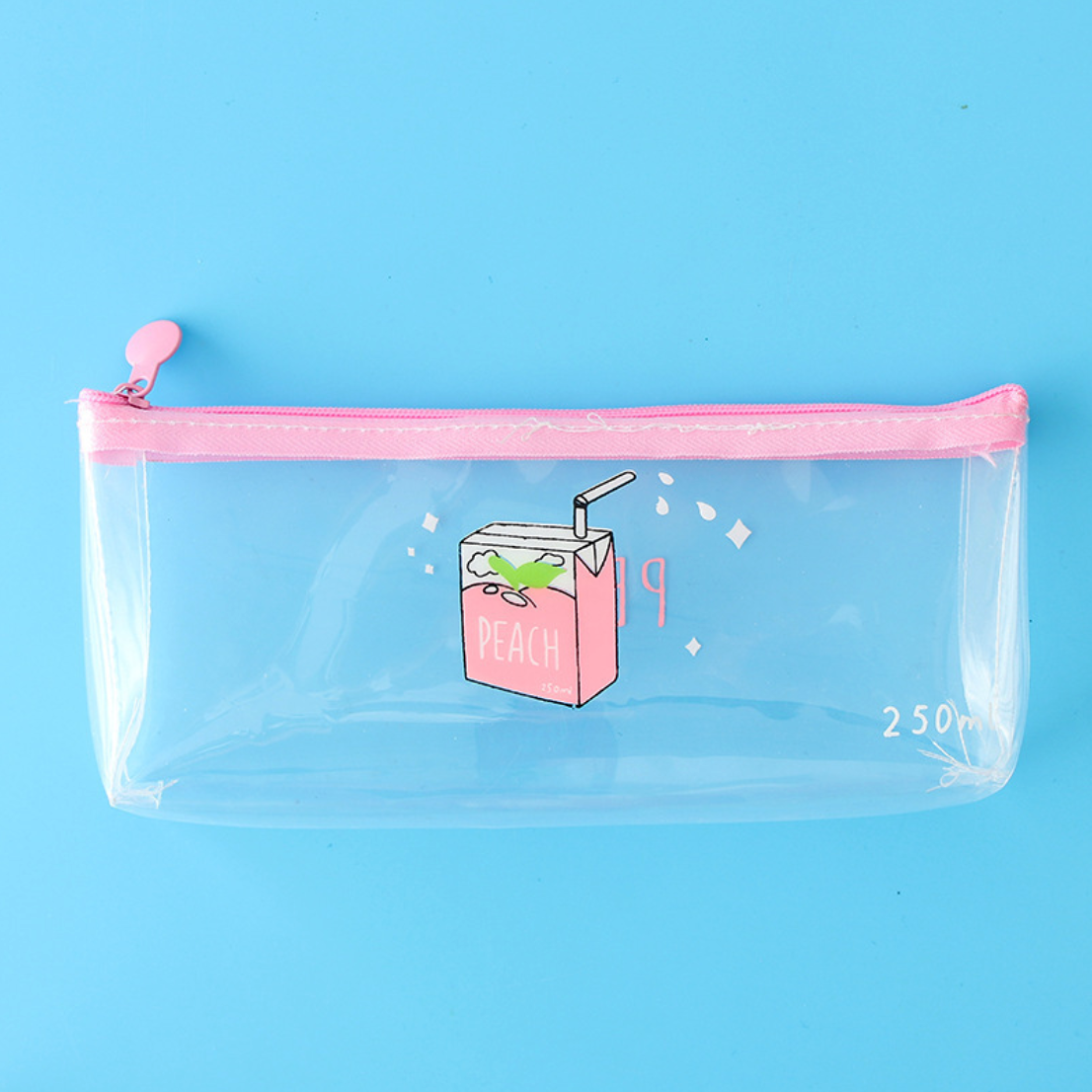 Transparent Peach Milk Pencil Case - Japanese Kawaii Pen Shop - Cutsy World