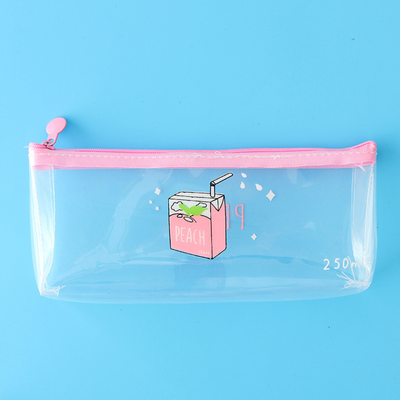 Transparent Peach Milk Pencil Case