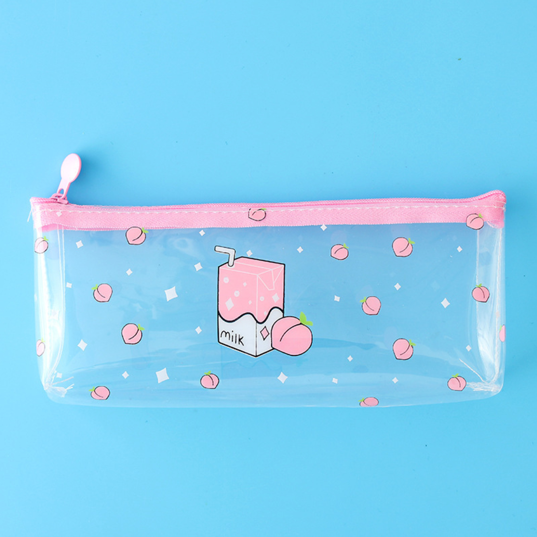 Transparent Peach Milk Pencil Case