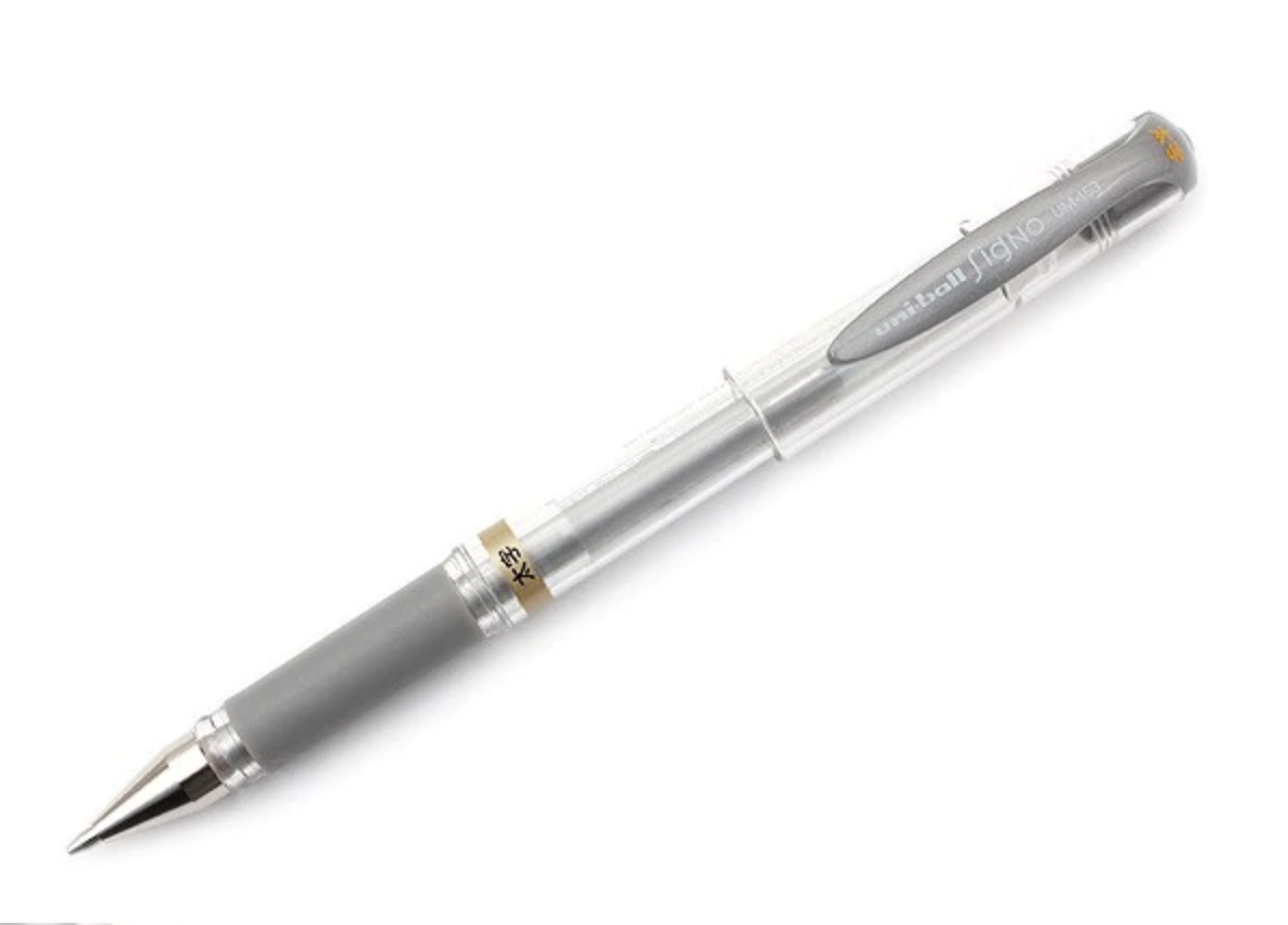 White Gel Pen, Broad – Greenleaf & Blueberry