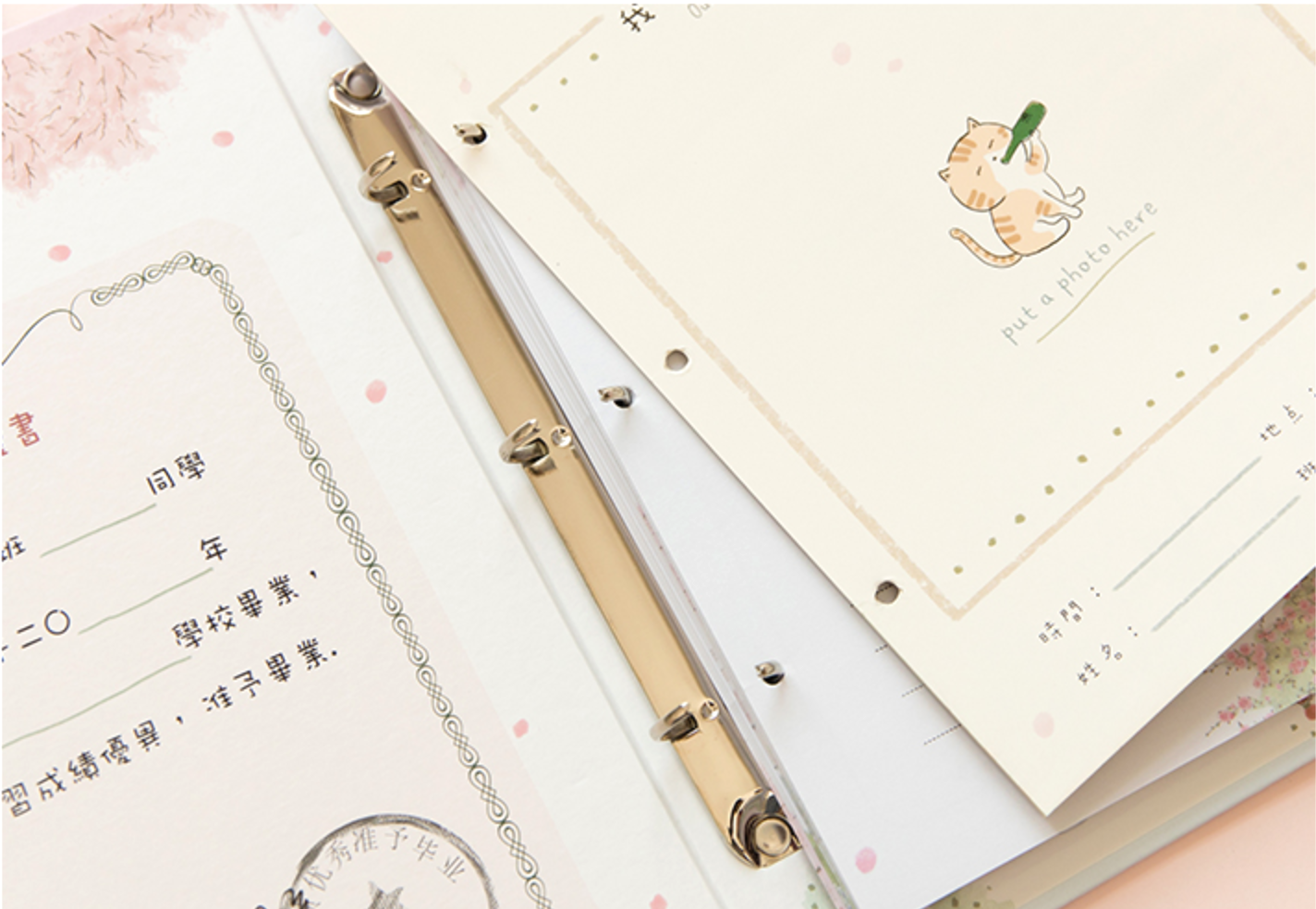 Cat Hanami Ring Binder