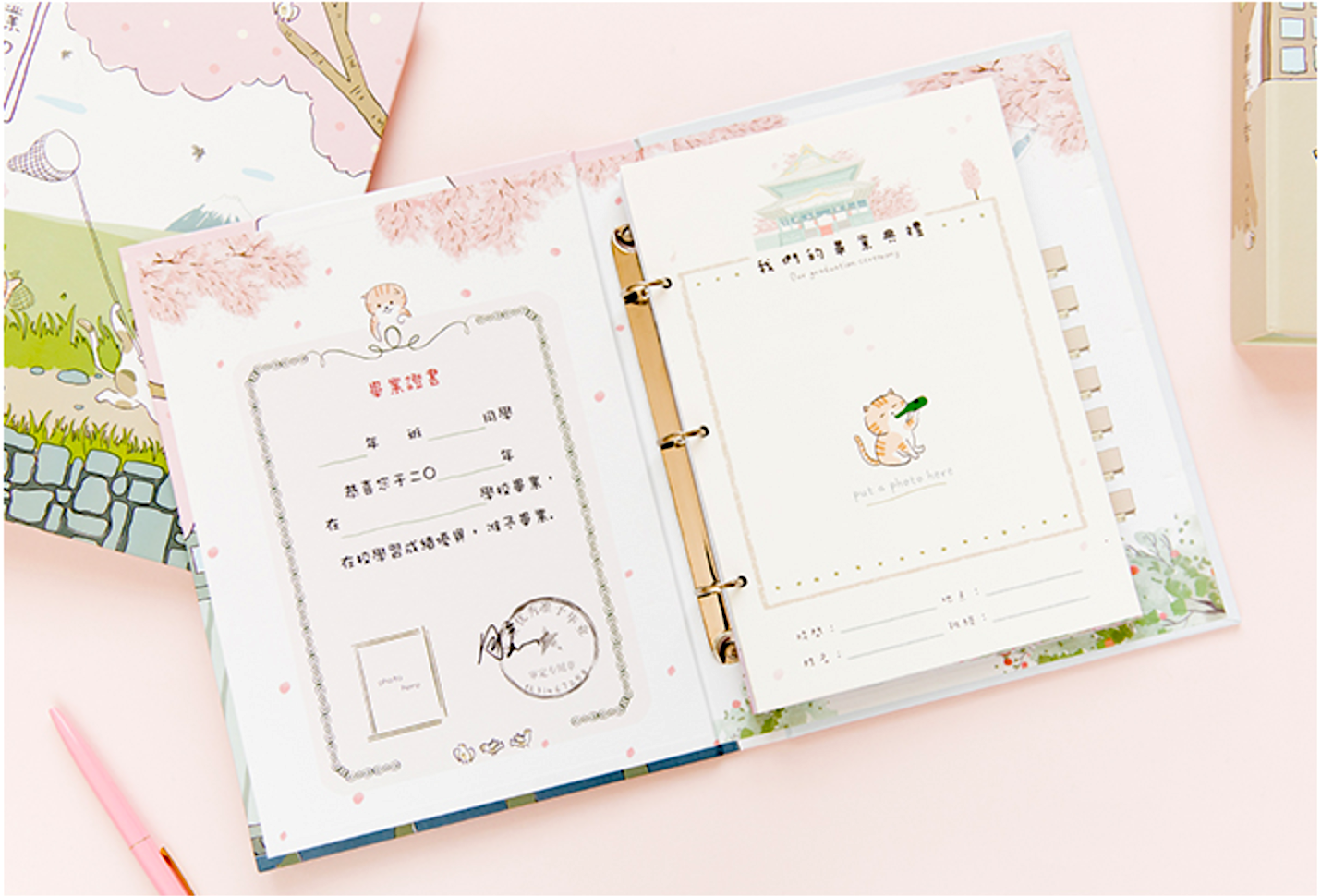 Cat Hanami Ring Binder