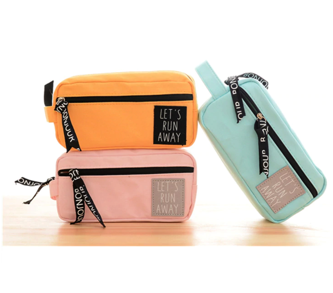 Large Capacity 'Let's Run Away' Pencil Case