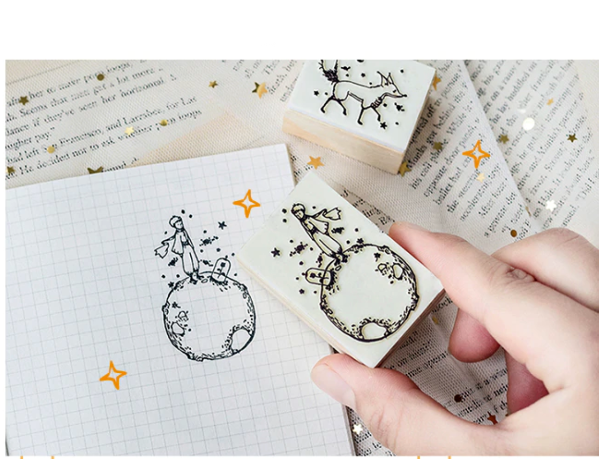 Little Prince Cosmic Rose Decoration Wooden Rubber Stamps for Card