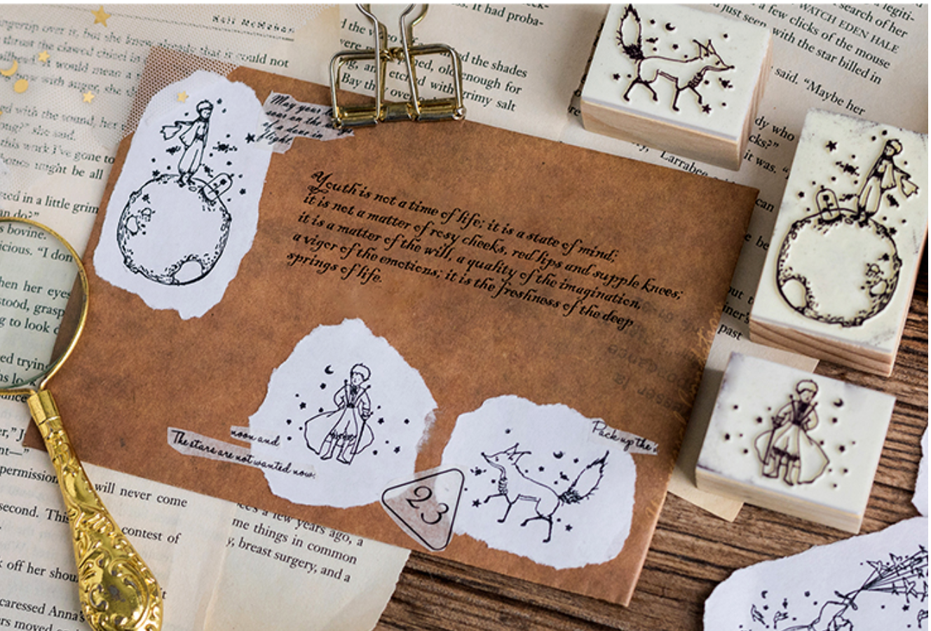 Dizdkizd 12 Pieces The Little Prince Rubber Stamp Set, Celestial Stamps  Tiny Wooden Decorative Stamp for Scrapbooking, Journaling, Letters, Arts  and