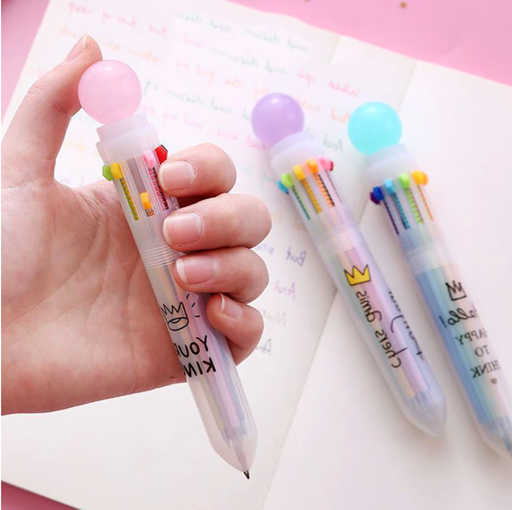Cute Rabbit Animal Multicolor Pen, Ink Multicolor Pen in One, 10-In-1  Colored Multi Color Pen, Multicolored Pens for Office Home School Supplies