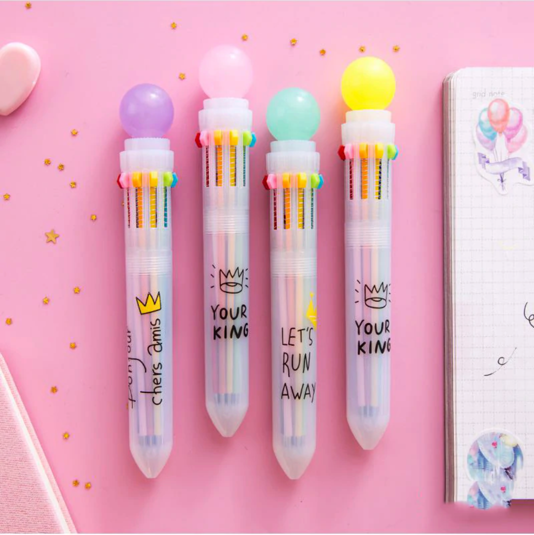 Ciieeo 8pcs Ten Color Ballpoint Pen 10 in 1 Multi Color Pen Retractable  Christmas Pens Rainbow Pencils Multi Colored Pens in One Comfort Office