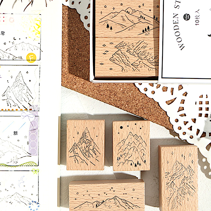 Mountain Landscape Wooden Stamps