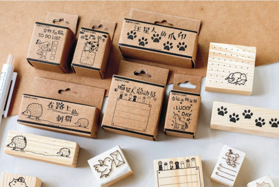 Card Making Stamps Set Wood Rubber Stamps for Journaling Diary