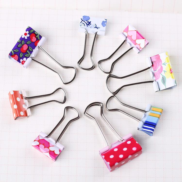 Cute Pattern Metal Binder Clips 24-Pack