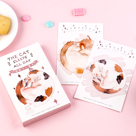 Sleepy Neko Greeting Cards