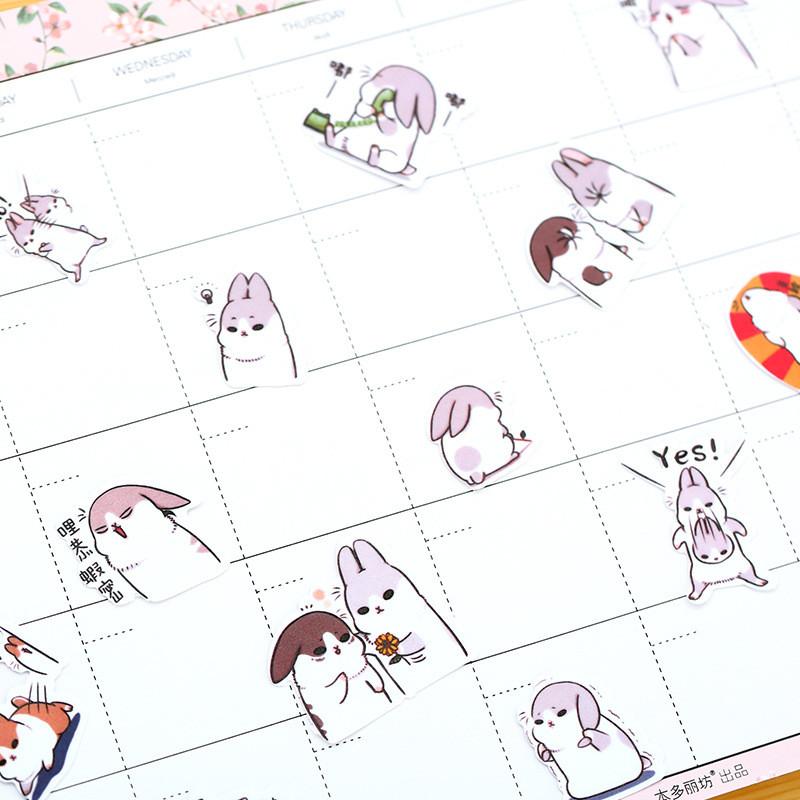 Chubby Rabbit Stickers Set - Kawaii Pen Shop - Cutsy World