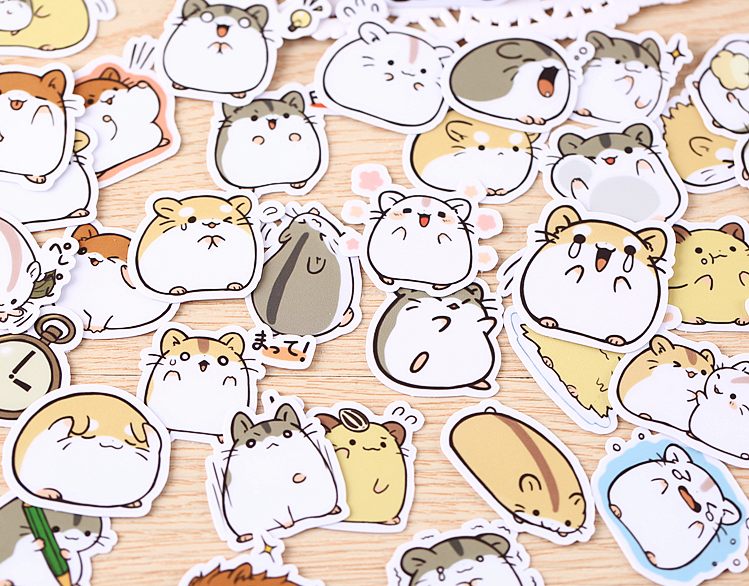 38 Pcs Kawaii Japanese Hamster Stickers