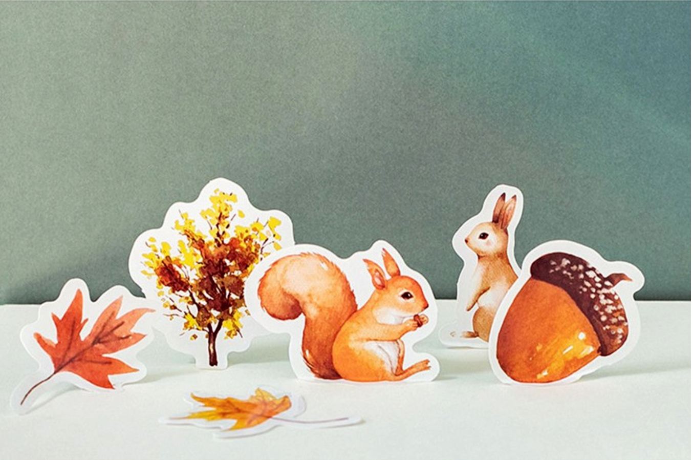 Watercolor Autumn Forest Paper Stickers