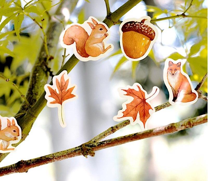 Watercolor Autumn Forest Paper Stickers